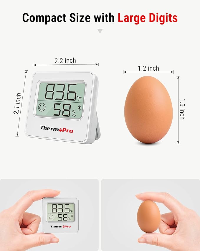 ThermoPro TP357 Digital Hygrometer Indoor Thermometer of 260FT, Bluetooth Humidity Meter with Smart App, Room Humidity Gauge with Humidity Sensor, 2-Year Data Storage and Export - Image 7