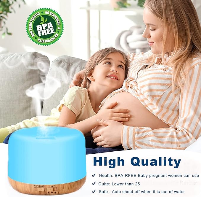 Oil Diffuser Humidifier 300ML,Electric Ultrasonic Air Aroma Diffusers Vaporizer,Scent Mist Defuser with Remote,Auto-Off,7led Color Changing Light for Large Bed Room,Home,Office - Image 6