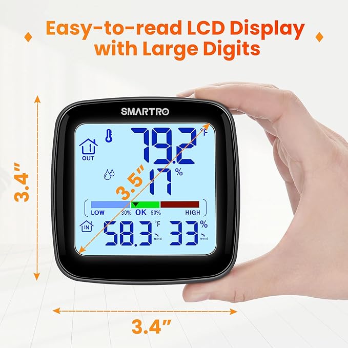 SMARTRO SC92 Professional Indoor Outdoor Thermometer Wireless Digital Hygrometer Room Humidity Gauge Temperature and Humidity Meter Pro Accuracy Calibration - Image 2