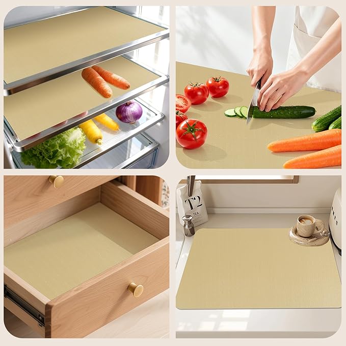 Shelf Liners for Kitchen Cabinets 12in x 20FT, Non Adhesive Drawer Liner Pure Beige Thickened Shelf Liner Non-Slip Easy to Clean for Tool Box Refrigerator with Knife and Tape Measure - Image 9