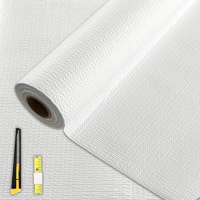 FINNEZ Drawer and Shelf Liner for Kitchen Cabinet Non Adhesive Non Slip 12in x 30FT, Heavy Duty Gripper Cabinet Liners, Waterproof No Residue Easy Cut with Measuring Tape & Cutter Tool (White) by FINNEZ