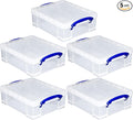 Really Useful Box Stackable 8.1 Liter Plastic Storage Container Bin with Snap Lid & Built-In Clip Lock Handles for Home & Office Organization (5 Pack) by ReallyUsefulBox