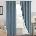 H.VERSAILTEX Linen Curtains 100% Blackout Curtains for Bedroom 90 inch Long Full Light Blocking Nature Linen Blended Window Curtains for Living Room Nickel Grommet (2 Panels, Stone Blue) by HVERSAILTEX