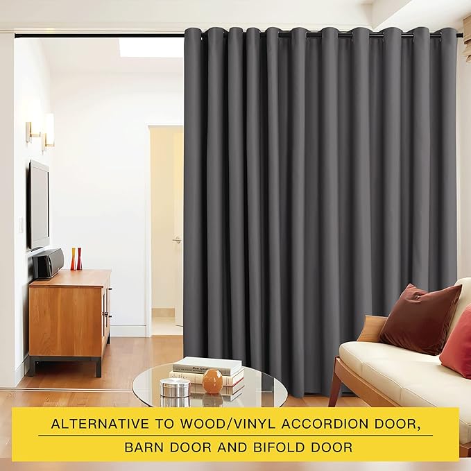 NICETOWN Verical Blinds for Living Room Bedroom Dining Sunroom Basement Wall Divider, Room Dividers Space Screens Partitions, Extra Large Blackout Curtain (1 Pack, 20ft Wide x 8ft Long, Grey) - Image 3