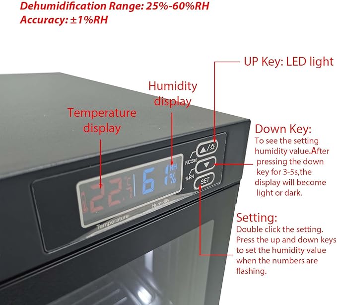 50L Digital Camera Dehumidify Storage, Dehumidifying Dry Cabinet Box, 4 Layers for Camera Lens, Electronic Equipment, Electronic Dry Cabinet Storage with Temp & Humidity LED Screen - Image 7