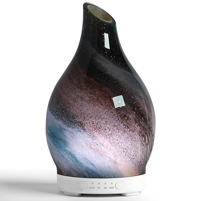 Aromatherapy Diffuser Essential Oil Diffuser - Glass Diffuser Ultrasonic Cool Mist Aroma Diffuser 150ml Scented Oil Diffuser with Auto-Off Protection & 7 Colors Night Light for Home Office Decor&Gift by EQUSUPRO