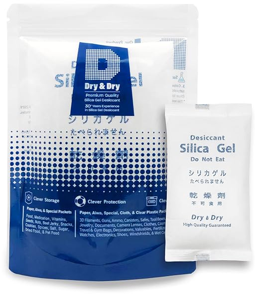Dry & Dry 400 Gram [1 Packet] Silica Gel Packets, Desiccant Packs, Silica Gel - Rechargeable Silica Packets, Moisture Absorbers, Silica Gel Packs by DryDry