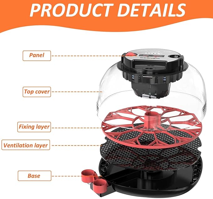 Egg Incubators for Hatching Eggs, Incubator for 12 Eggs Automatic Turning with Temperature Control+Humidity Display+Automatic Water Filling - Home Incubator for Quail Chicken Duck Pigeon - Image 9
