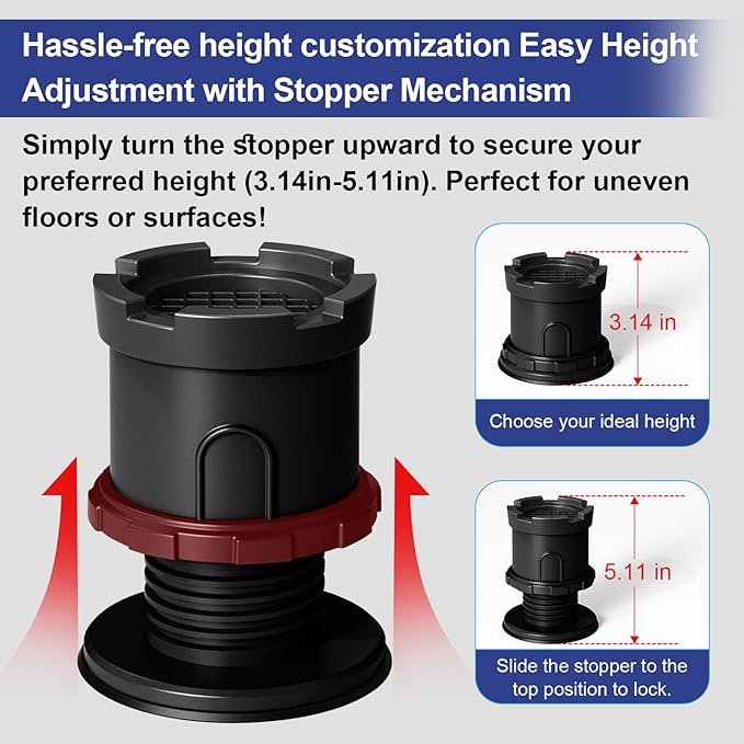 4Pcs Anti Vibration Pads for Washing Machine, Adjustable Height Stops Washer Dryer Moving, Prevents Noise, Vibration Transfer, Antivibration Stabilizer Support Feet with Suction Cup Bottom (Grey) - Image 5