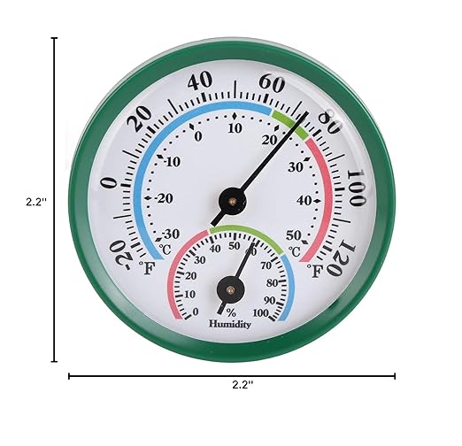 Jeanoko Pointer Type Thermometer Hygrometer Indoor Temperature Humidity Meter Monitor Gauge Mini Thermometer Hygrometer for Home Indoors Office Use Sauna (TH103B Green Shell Color Face) - Image 10