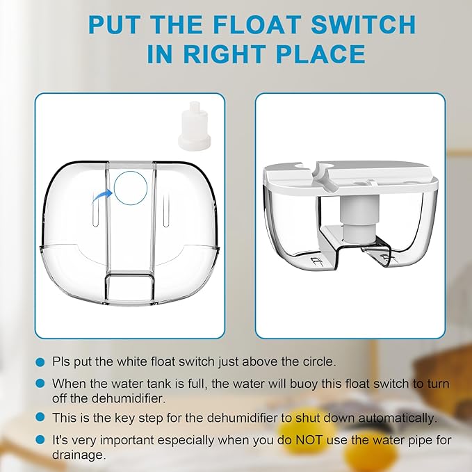 Dehumidifier with Drain Hose. Litever Small Portable Dehumidifier. Auto-OFF. Drain Hose for Continuous Drainage. Effective for Small Bathroom Pantry Closet Basement Wardrobe Gun safe RV Trailer Camper - Image 5