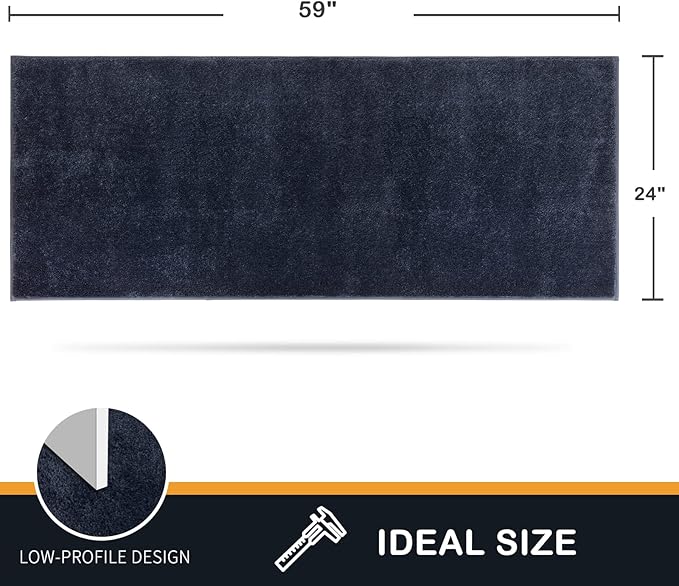 PURRUGS Dirt Trapping Door Mat 24" x 59", Non-Slip Machine Washable Entryway Rug, Dog Doormat, Indoor Front Door Mat, Super Absorbent Entry Rug for Muddy Shoes & Paws, Navy Blue - Image 2