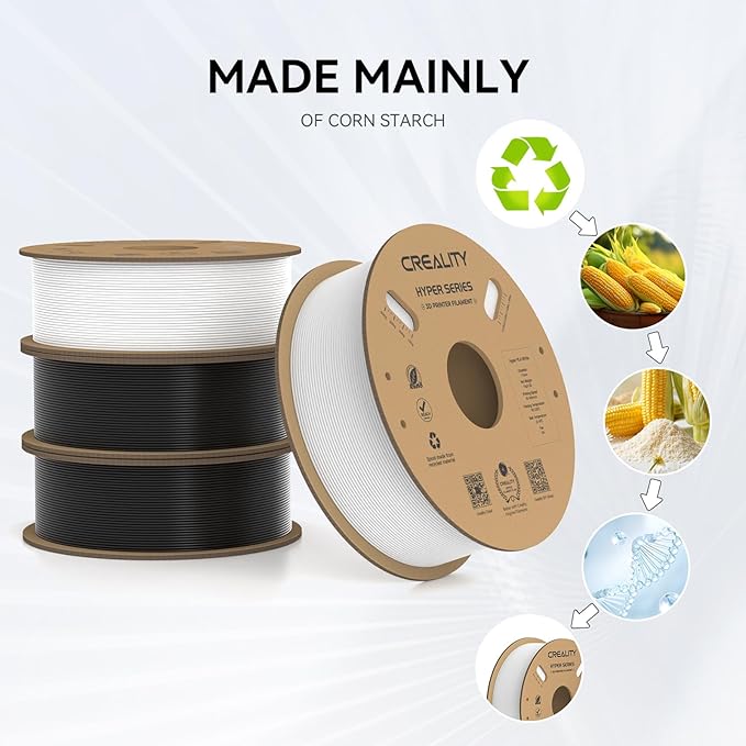 Creality Hyper PLA Filament 1.75mm, 30-600mm/s High Speed 3D Printer Filament, Dimensional Accuracy +/-0.02mm, Fit Most FDM 3D Printers, 4 Pack 1kg Spool(2.2lbs), Black & White - Image 3