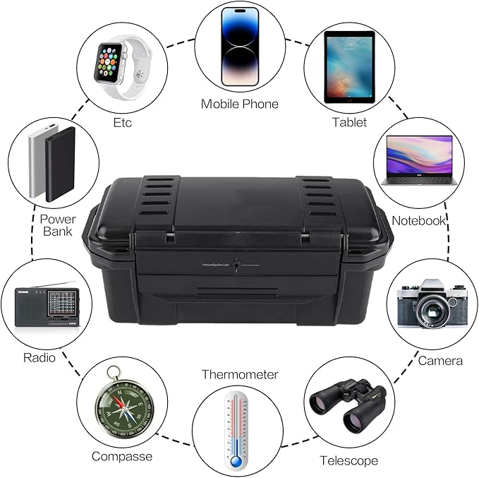 Gonetre Waterproof Shockproof Storage Case, Outdoor Sealed Box for Small and Miniature Electronic Devices, Professional Use for Equipment, ABS Material, Black, 1 Pack (Type C waterproof - Image 4