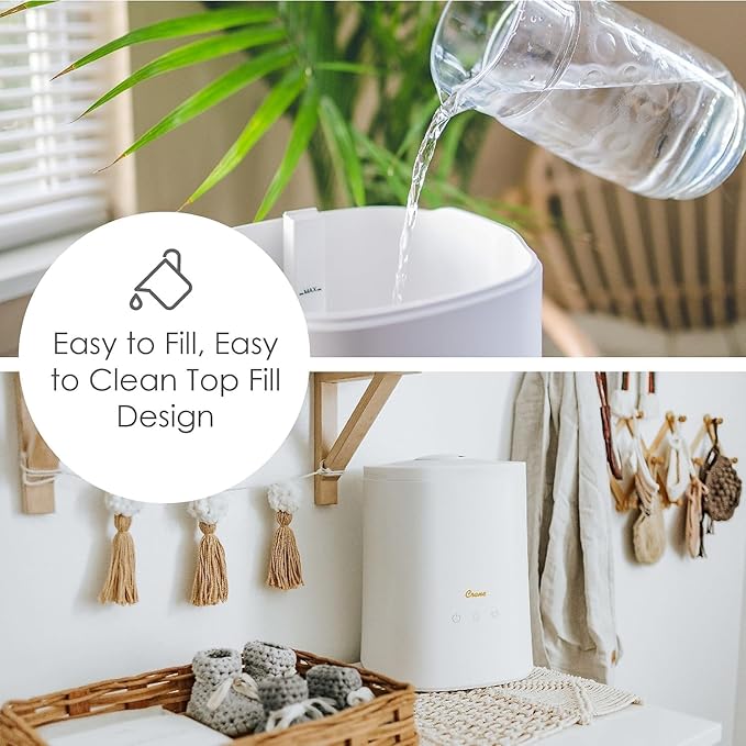 Crane Top Fill Ultrasonic Cool Mist Humidifier for Bedroom and Large Rooms, 1.2 Gallon Essential Oil Diffuser with Nightlight and Auto Shut-Off - Image 5