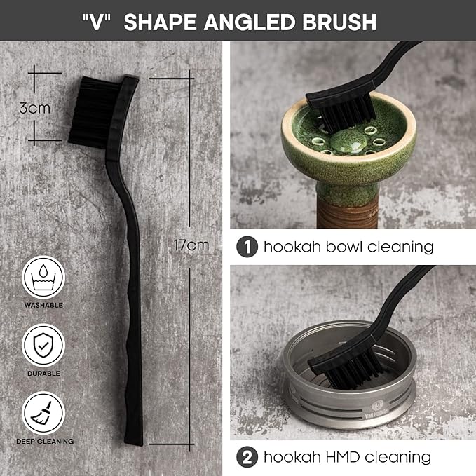 Yimi Hookah® Cleaning Kit | Flexible Drain Brush | V Shape Angled Brush | Test Tube Brushes and Micro Brush | Decanter Cleaning Beads | Flexible Bottle Scourer| Hookah Shisha Brush Set. - Image 3