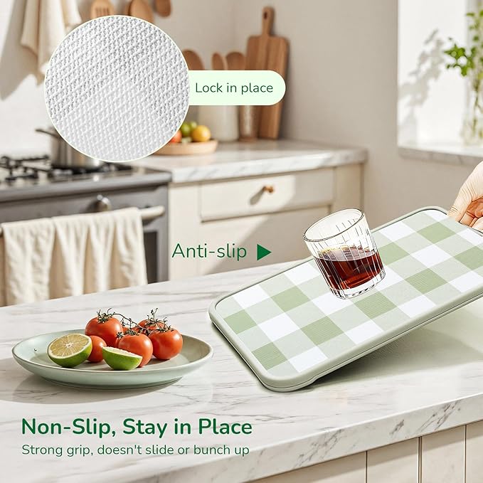Practical Gingham Green Shelf Liner, Non-Adhesive Drawer Liner Non-Slip Cabinet Liner for Kitchen, Pantry, Cupboard, Tool Box, Bathroom Organizing (17.5" x20ft) - Image 2