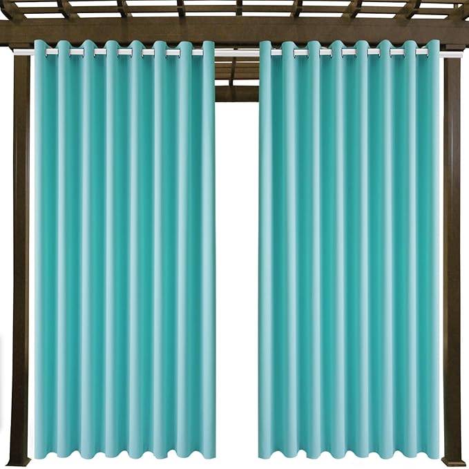 Waterproof Outdoor Curtain W105 x L108 - Grommet Top Sunlight Blocking Window Treatment Drapes Blackout Curtains for Home Bedroom Living Room Outdoor Patio Porch Pergola, Teal Blue, 2 Panels - Image 9
