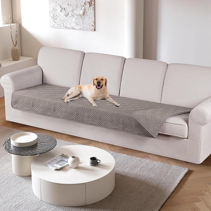 TAOCOCO 100% Waterproof Couch Cushion Cover Reversible Sofa Seat Cover for Dogs Pets Chaise Couch Cover for Sectional Sofa U Shape Couch Furniture Protector Sofa Slipcover(Oversized Sofa, Light Brown) by TAOCOCO