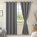 Hiasan Blackout Curtains for Bedroom, 52 x 84 Inches Long - Thermal Insulated & Light Blocking Window Curtains for Living Room, 2 Drape Panels Sewn with Tiebacks, Light Grey by Hiasan