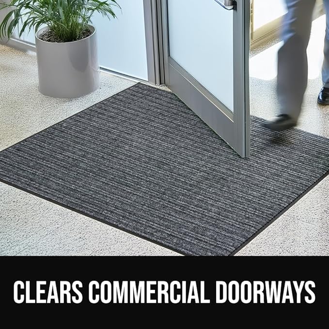 GORILLA GRIP Waterproof Traffic Guard Door Mat, 60x36, Heavy Duty Entryway Mats, Strong Backing Commercial Utility Rugs for Office Hallway, Garage Floor and Home, Low Profile Carpet, Light Grey - Image 5