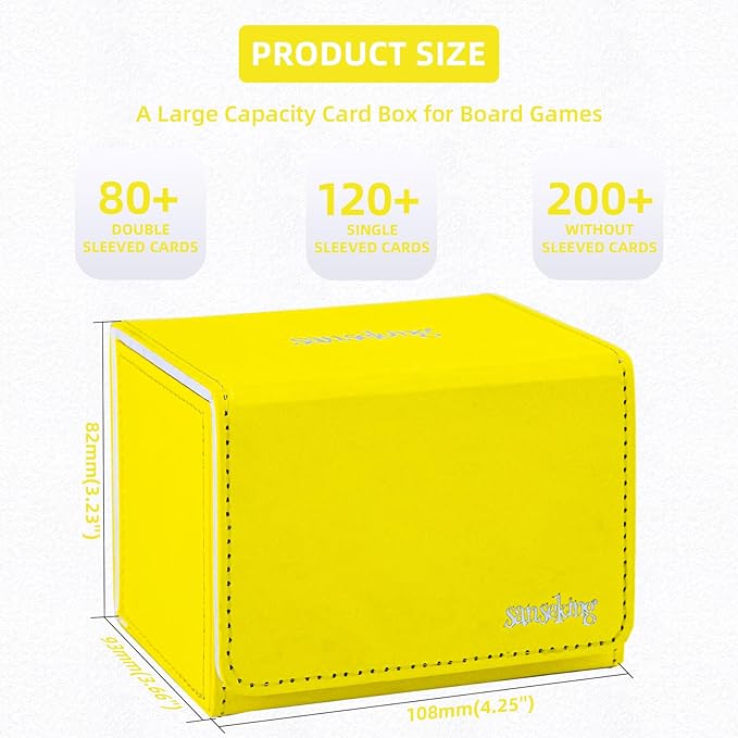 Magic Card Deck Box for MTG Single Deck Card Box fits 100+ TCG Sleeved Cards Tyvek® Paper Card Box Top Loading Card Boxes Magic Gift for MTG TCG CCG (Horizontal,Yellow) - Image 2