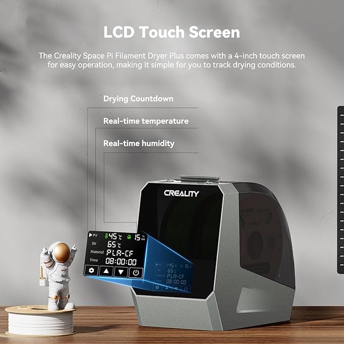 CREALITY Space Pi Filament Dryer Plus – Dual Spool 360° Hot-Air Circulation, One-Key 2 Spools Filament Storage Box, 160WPTC Fast Heating, 4'' LCD Touch Screen for 1.75/2.85mm PLA, PETG, ABS, Nylon - Image 7