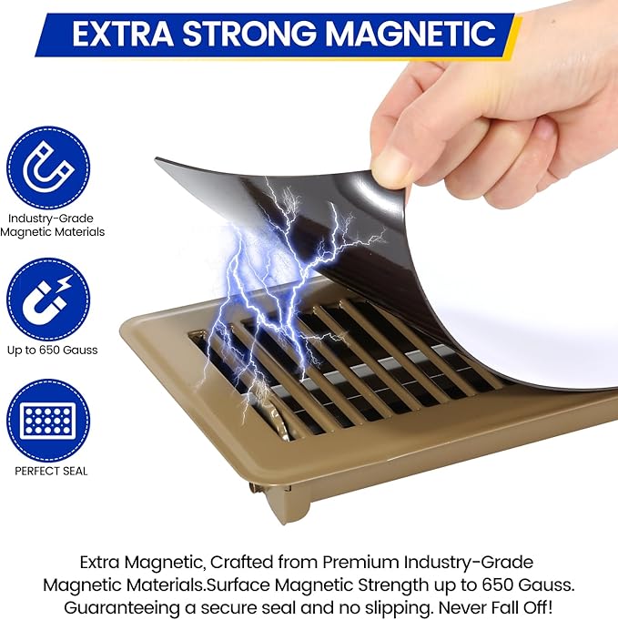 Magnetic Vent Covers, Extra Strong Magnets, 5.5" x 12" (4 Pack) Ultra Thick 60mil, Complete Seal, Air Vent Covers for Home Floor, Ceiling, Wall Registers, HVAC, AC, RV, and Heater Vents - Image 2