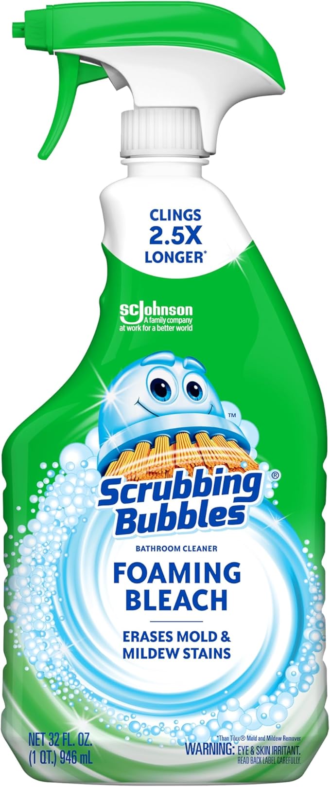 Scrubbing Bubbles Foaming Bleach Bathroom and Shower Cleaner Disinfectant Spray, Helps Erase Mold & Mildew, 32oz by ScrubbingBubbles