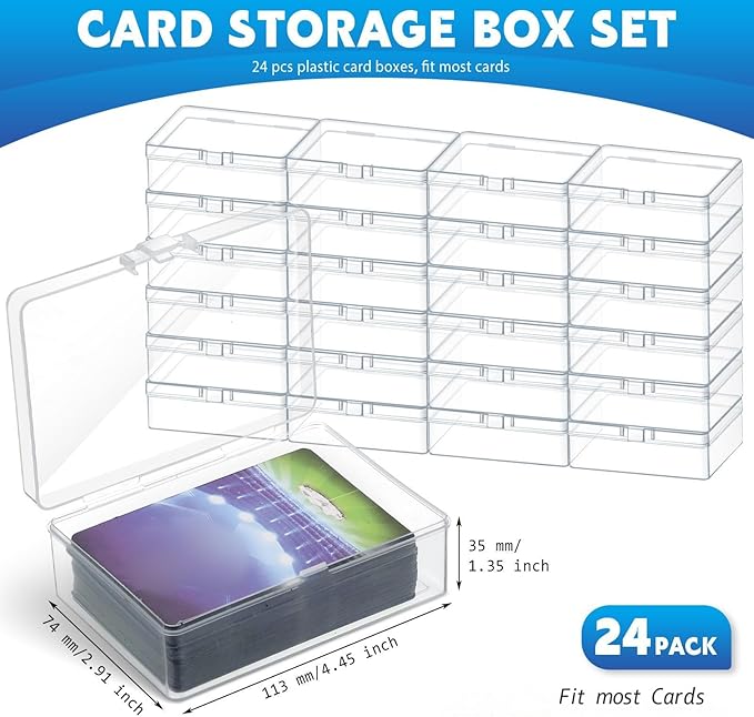 Vicenpal 24 Pcs Playing Card Boxes Clear Plastic Deck Cases Trading Card Storage Boxes Compatible with MTG TCG 100 Game Cases Holder 4.45 x 2.91 x 1.35 Inch - Image 2