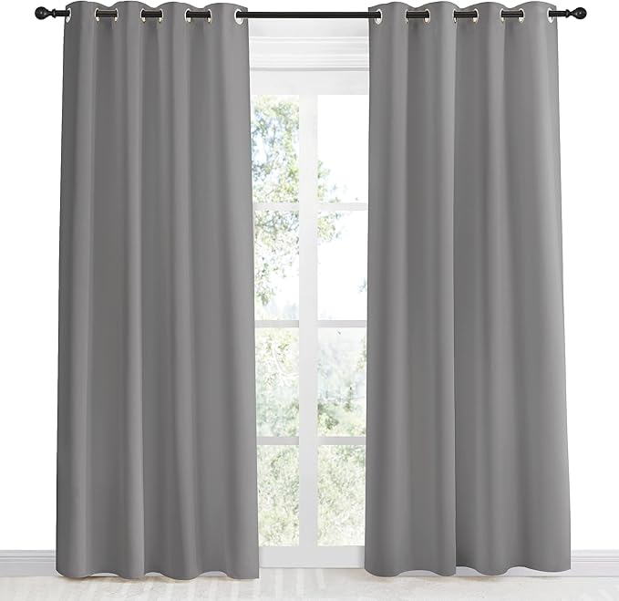 NICETOWN Blackout Curtain & Drape 86 inch Length, 55 inch Wide, Sold by 1 Panel, Silver Grey Color, Noise Reducing Drapery for Living Room/Farmhouse - Image 2