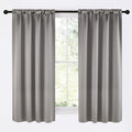 NICETOWN Room Darkening Cafe Satin Curtains for Small Windows, 42" Wide by 63" Long, 2 Panels, Chrome Gray, Rod Pocket Privacy Blackout Drapes for Play Room by NICETOWN