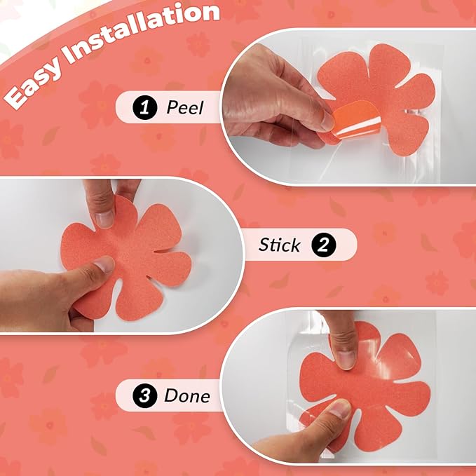 S&X Non Slip Bathtub Stickers,Pack of 12 PCS Lucky Flower Shower Floor Non Slip Stickers –Comfortable Grip On Slipper Surfaces - Image 4
