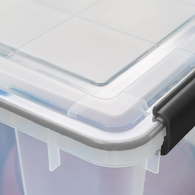 IRIS USA 156 Qt Storage Box with Gasket Seal Lid, BPA-Free, Made in USA - Heavy Duty Moving Containers with Tight Latch, Weather Proof Tote Bin, WEATHERPRO - Clear/Black - Image 7