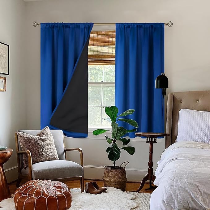 BGment Blackout Curtains for Bedroom 54 Inch Length, Short Thermal Insulated Full Room Darkening Small Window Curtains, Each Window Curtains 2 Panels, 52 x 54 Inch, Royal Blue - Image 2