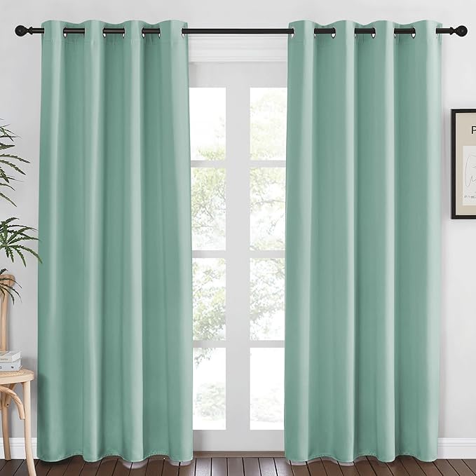 NICETOWN Blackout Curtains 84 Inch Length, Thermal Insulated Room Darkening Drapes Grommet Window Covering for Living Room Bedroom (W52 x L84 Inch, 1 Panel, Aqua Blue) by NICETOWN