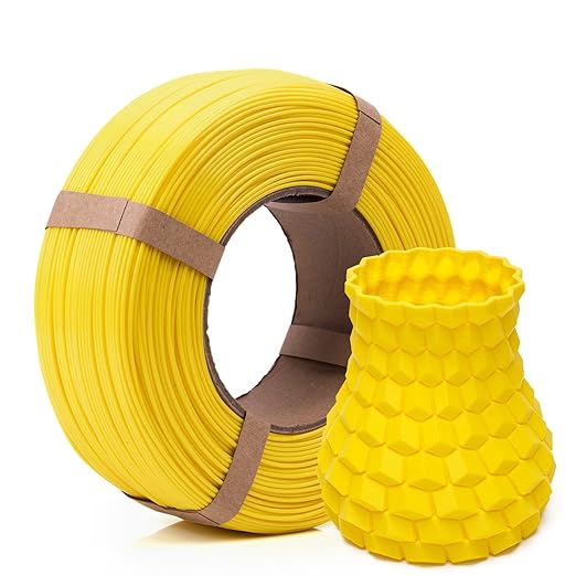 Inland V2 PLA PRO (PLA+) 3D Printer Filament Refill, 1.75mm Spooless Filament, Dimensional Accuracy +/- 0.03mm, 1KG (2.2lbs) Yellow Refill for Inland Reusable Spools, Bambu Lab Compatible by INLAND