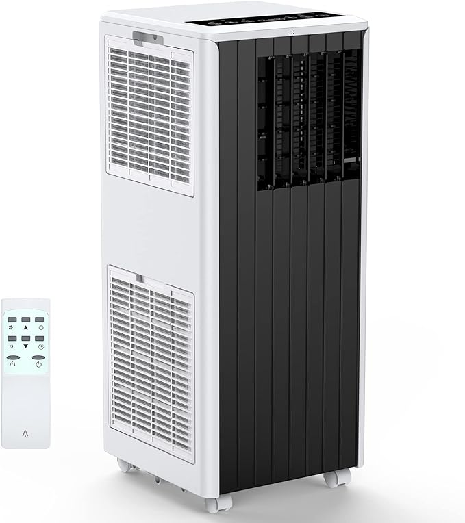 8000 BTUs Portable Air Conditioner with Efficient Cooling, Quiet Portable Cooling AC Up to 350 Sq.Ft. with Dehumidifier, Fan, Sleep Modes, 3-in-1 AC Unit with 24H Timer, Black & White Cover by Hipicute