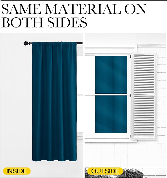 NICETOWN 2 Panels Blackout Curtains, Rod Pocket Thermal Insulated Drapess for Bedroom, Privacy Protection Easy-Care Heavy Duty Curtains for Living Room/Dining Room, W70 x L95 inches, Moroccan Blue - Image 3