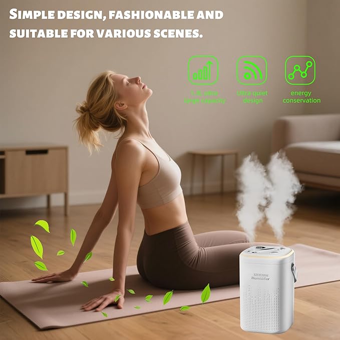 Humidifier for Bedroom 1.3l Plug In Easy Clean Humificador Smart Portable Air Small Desktop Humifier for Home Bedside Nightstand Office Desk Hotel Plants Indoor,Dorm Room Essentials - Image 3