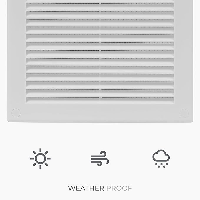 2-Pack 10" x 10" (Outer Size) Square Air Vent Cover – White Plastic Vent Deflector - Screen Mesh, Surface Mount Wall Ceiling – Cold Air Return Soffit Air Vent Cover - Register Indoor Outdoor - Image 6