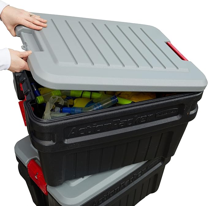 Rubbermaid ActionPacker️ 24 Gal Lockable Storage Box Pack of 2, Outdoor, Industrial, Rugged, Grey and Black - Image 8