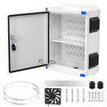 Joinfworld Outdoor Electrical Box 19.7"x15.7"x7.9" Metal Waterproof Vented Nema Enclosure with 12V Fan, Stainless Steel Junction Box with Cold Rolled Steel Plate Hinge Connection Din Rail by Joinfworld