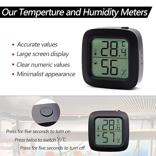 Digital Reptile Thermometer Hygrometer Precise Temp & Humidity Gauge for Terrariums/Tanks Compact LCD Display for Reptiles/Amphibians Habitat Monitoring - Image 6