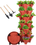 GameXcel Vertical Planter 7 Tier Stackable Planters Garden Planters Strawberry Herb Flower and Vegetable Planter Indoor Outdoor Gardening Pots with Removable Wheels and Tools by GameXcel