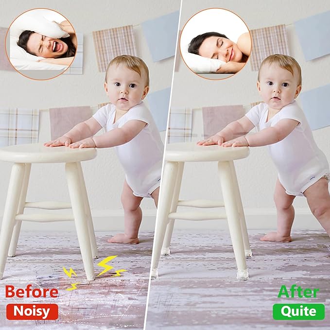 BAIPOK 36Pcs Round Chair Leg Floor Protectors with Felt Bottom, Silicone Chair Leg Covers Caps for Hardwood Floors, Dining Room Bar stools Leg Protectors, Reduce Noise & No Scratch, Clear, Small - Image 5