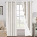 H.VERSAILTEX Ivory Curtains Blackout, 100% Blackout Linen Curtains with White Thermal Insulated Liner, Grommet Drapes Blackout Curtains for Living Room (2 Panels, 42 x 84 Inch, Ivory) by HVERSAILTEX