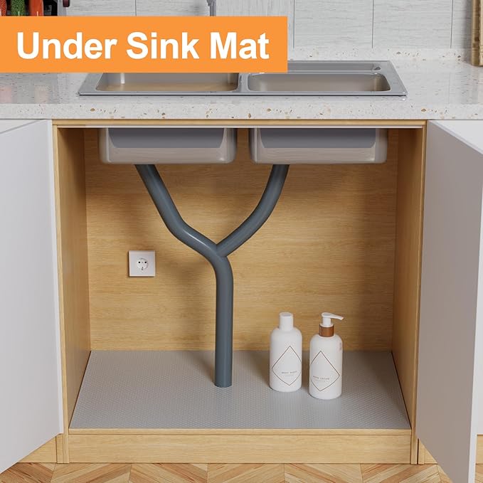 Large Shelf Liners for Kitchen Cabinets: 20 Inch Wide x 300 inch Long Waterproof Under Sink Mat Light Grey - Non-Adhesive Easy to Cut Drawer Liner for Pantry Cupboard - Image 3