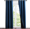 NICETOWN Moroccan Blue Full Shade Curtain Panels, 37" Wide x 80" Long, Pair of Thermal Insulated & Energy Efficiency Blackout Curtains for Living Room Windows, Lined Silky Performance Window Dressing by NICETOWN