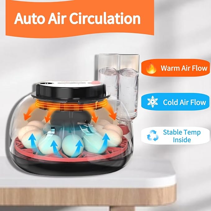 Egg Incubators for Hatching Eggs, Incubator for 12 Eggs Automatic Turning with Temperature Control+Humidity Display+Automatic Water Filling - Home Incubator for Quail Chicken Duck Pigeon - Image 6